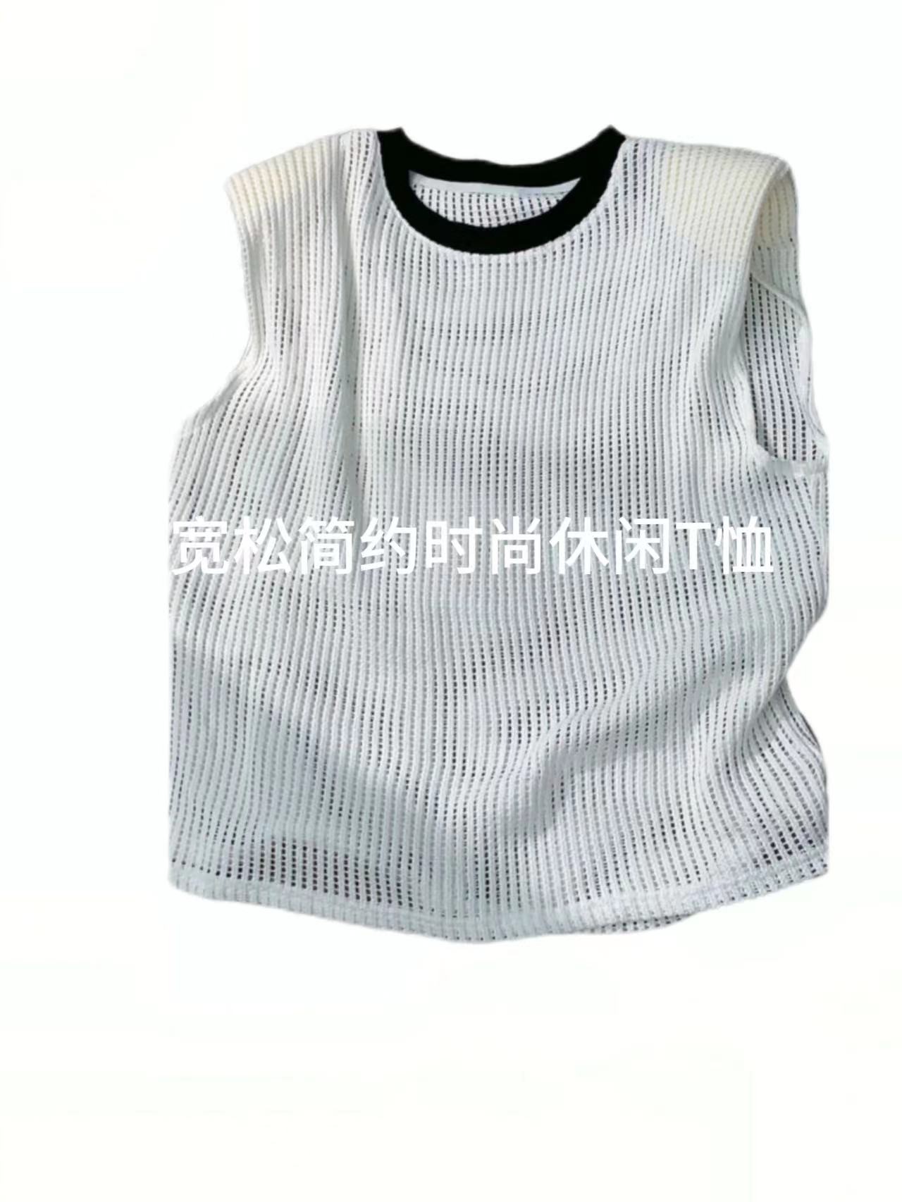 简单净丅，夏季宽松圆领拼色时尚，宽松，薄款大码无品牌女装069