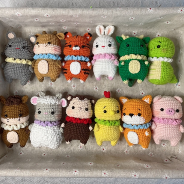 （成品发货）十二生肖手工毛线钩织成品鼠牛虎兔龙蛇马羊猴鸡狗猪