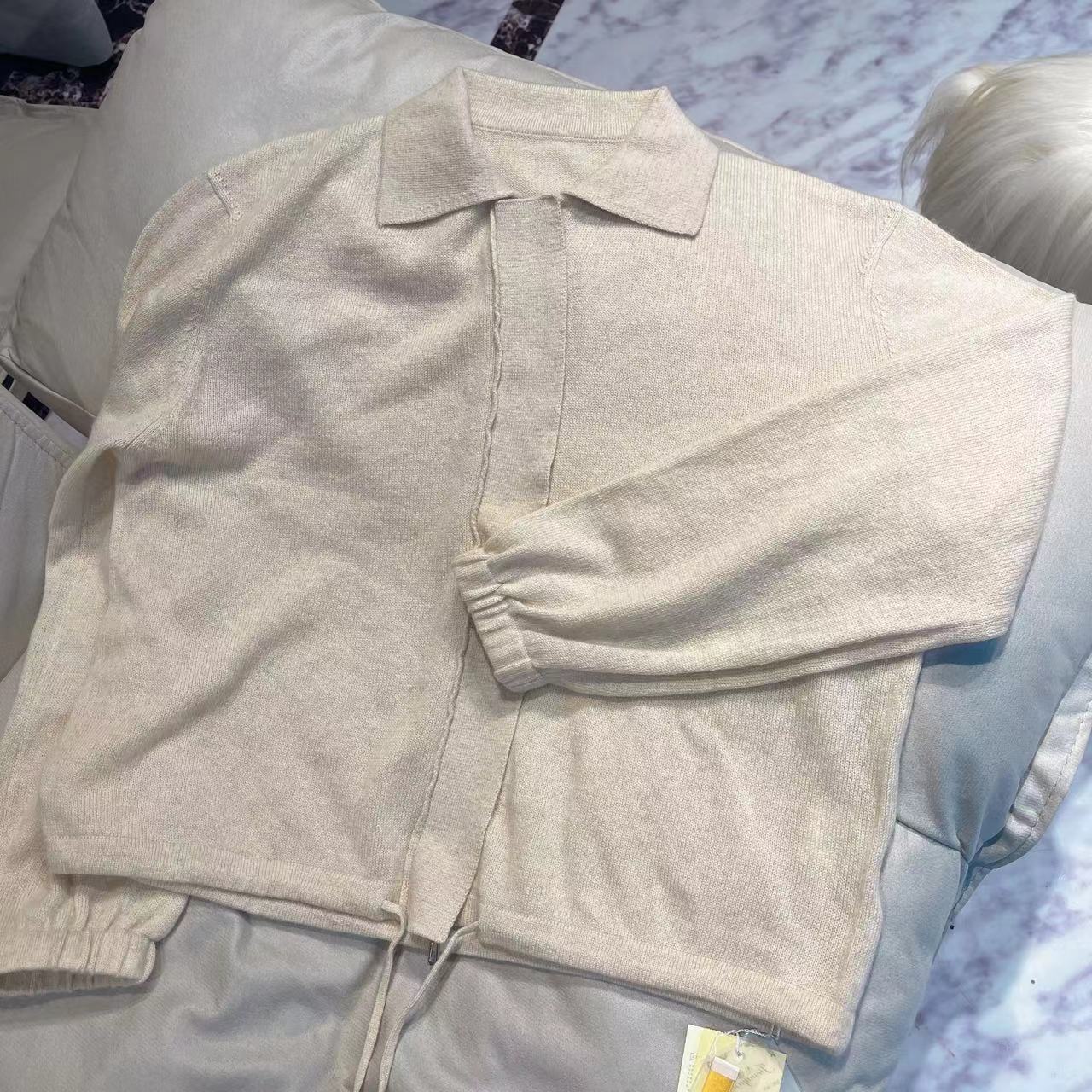 【俩月羊绒】-230724翻领拉链纯色羊绒衫气质优雅款时尚百搭