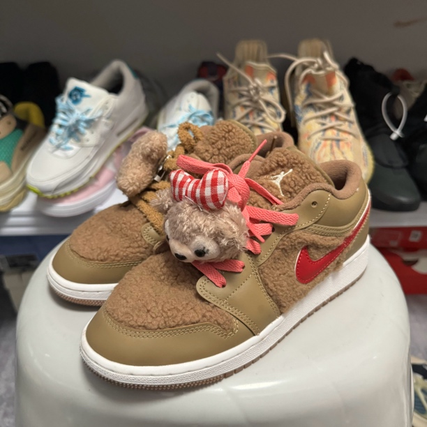 37.5码/Jordan Aj 1 Low 小熊布贴 低帮 复古篮球鞋