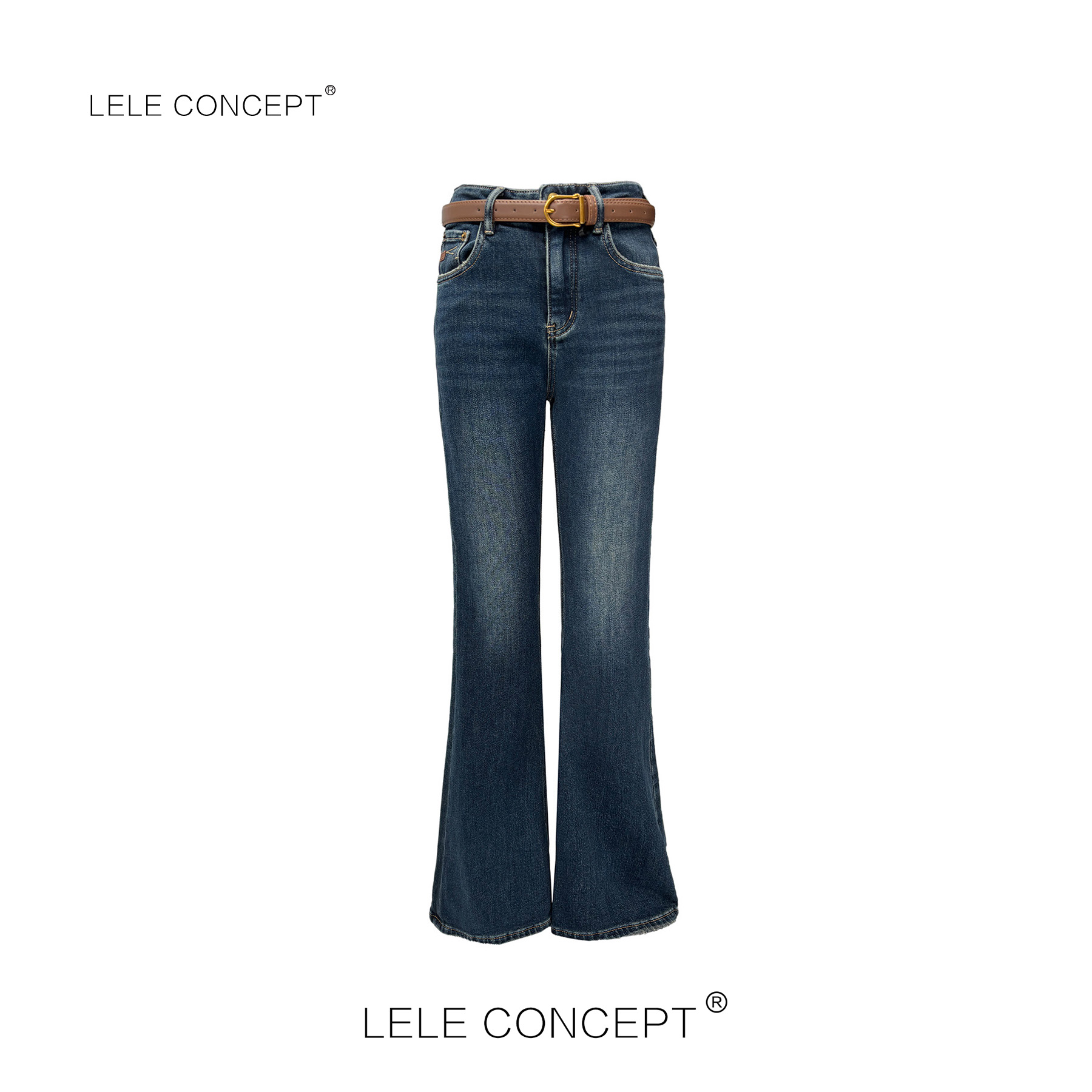 LELE CONCEPT｜「如一」时尚百搭港风腰带喇叭腿牛仔裤K0300