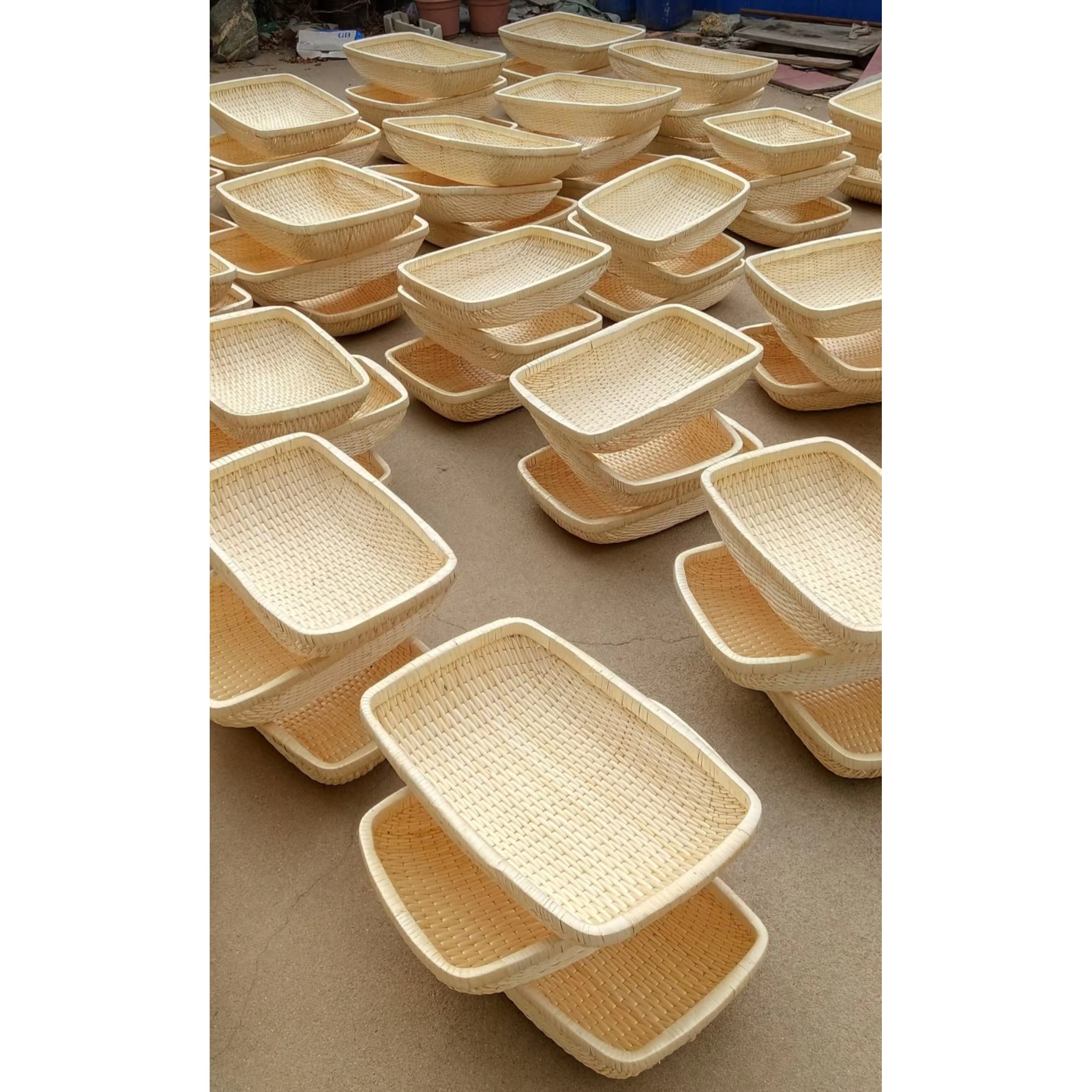 纯手工手编筐柳编簸箩（中式收纳筐）家用长方形农家餐厅圆形客厅