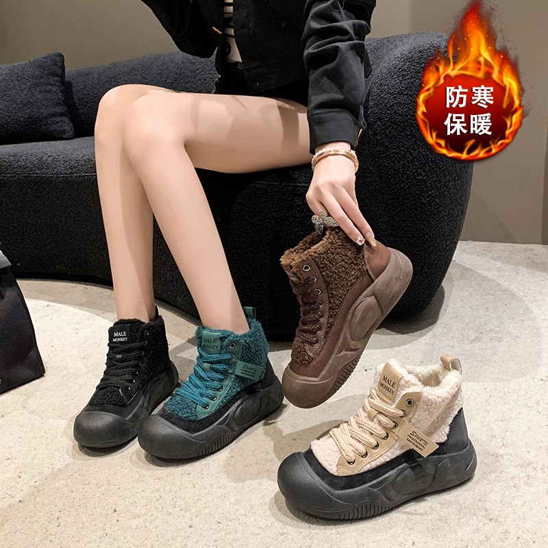 四季回力休闲爆款棉鞋女款秋冬季新款马丁靴女2023年雪地靴加绒加