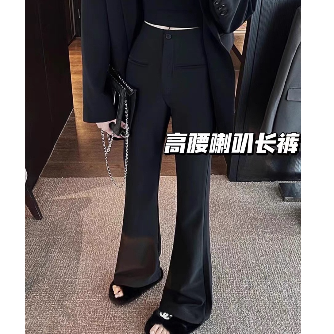 春秋休闲拖地裤 新款女士长裤垂感女款裤子 高腰喇叭裤1809