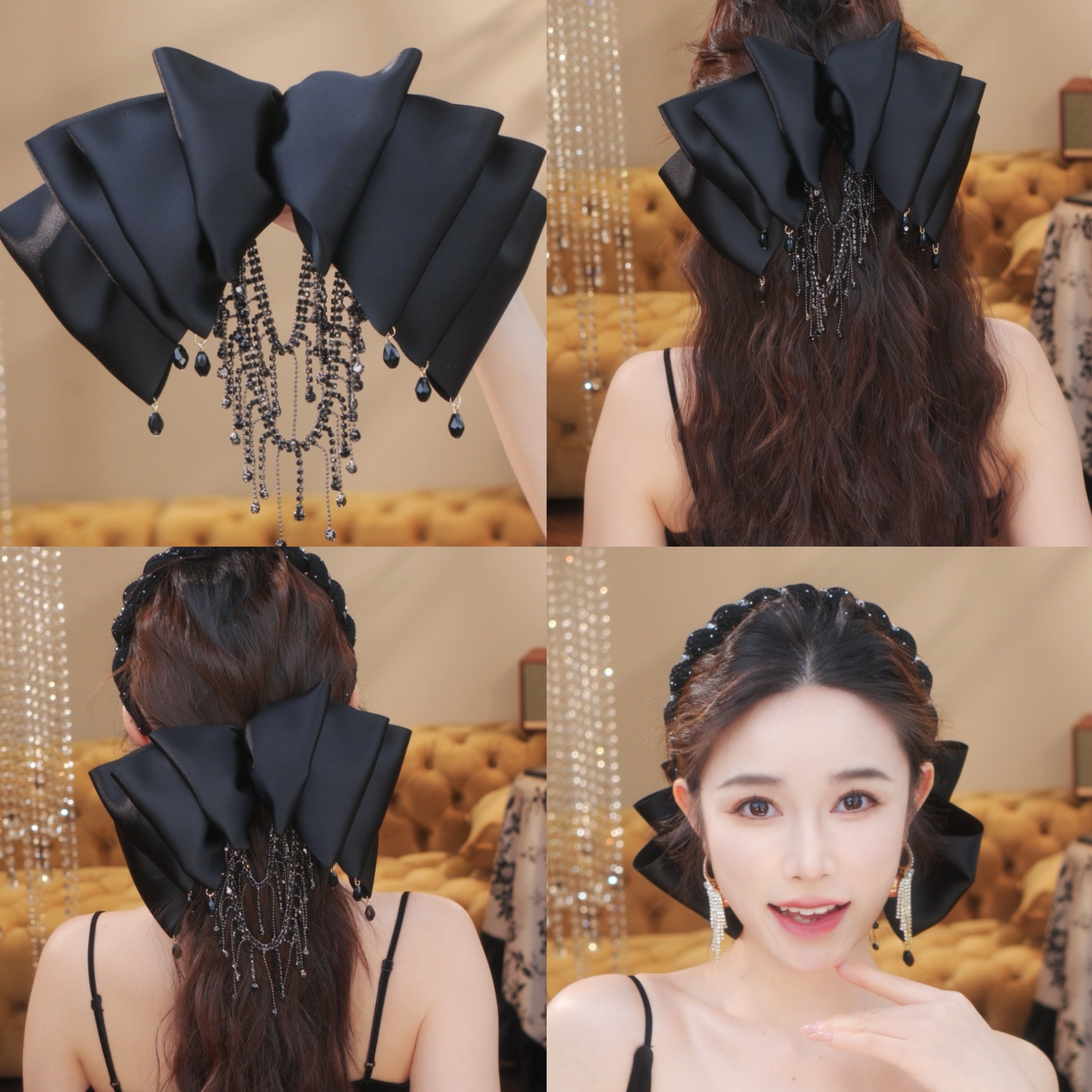 【法式云朵】原创设计风小众清新简约风珠珠流苏云朵发夹2091