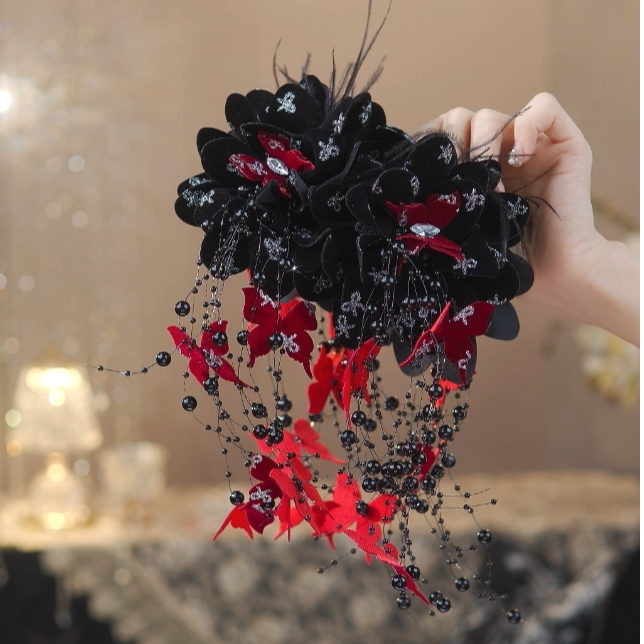 【梦蝶】秋冬新款流苏抓夹复古小众百搭时尚珠珠发夹2066