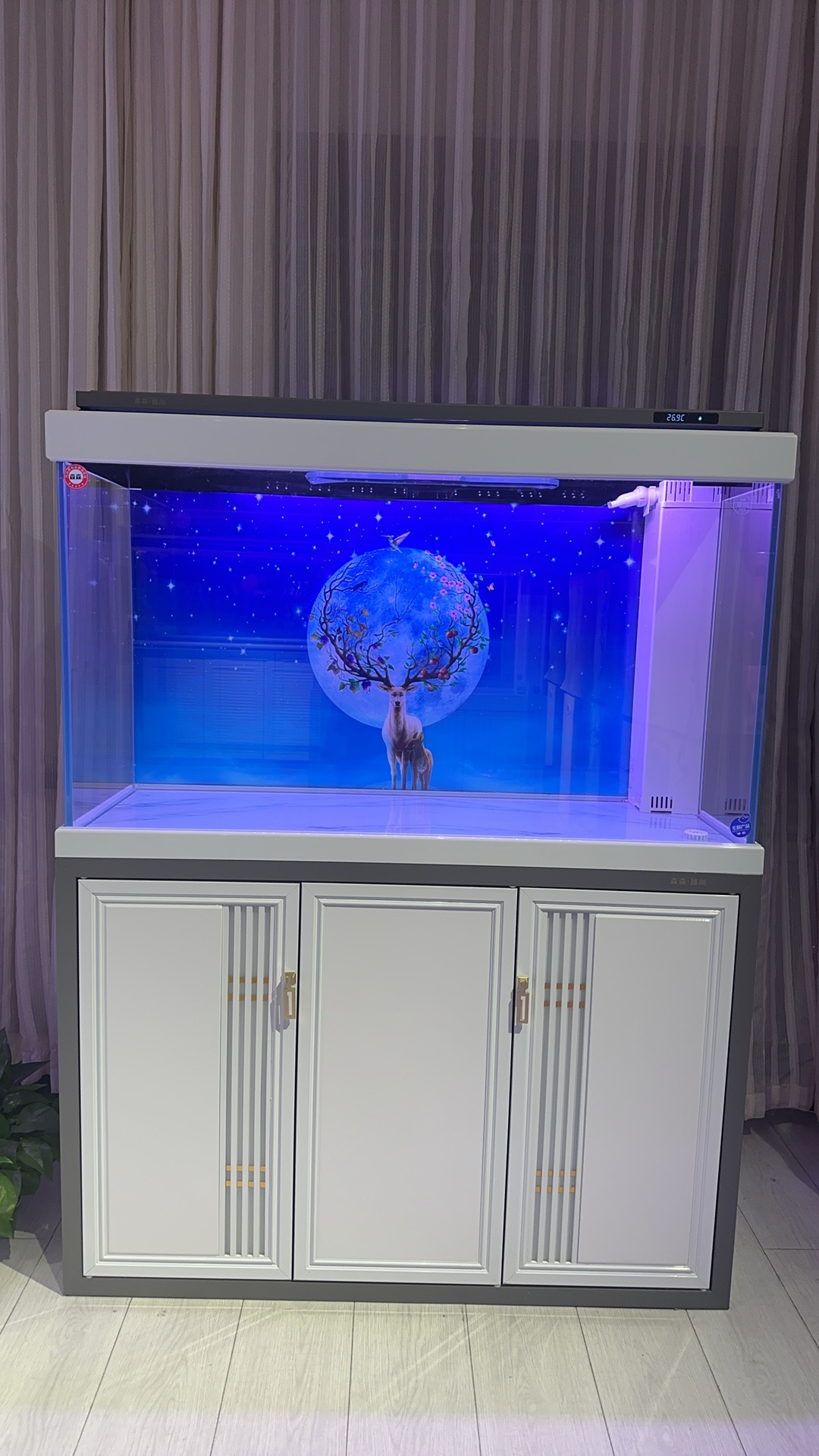 SUNSUN/森森森森鱼缸臻尚系列C款底滤鱼缸超白玻璃智能静音水族箱