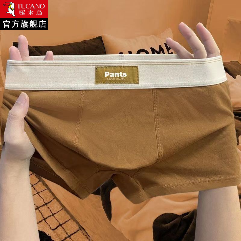 啄木鸟男士内裤全棉男款纯棉透气抑菌大码宽松青年四角学生平角裤