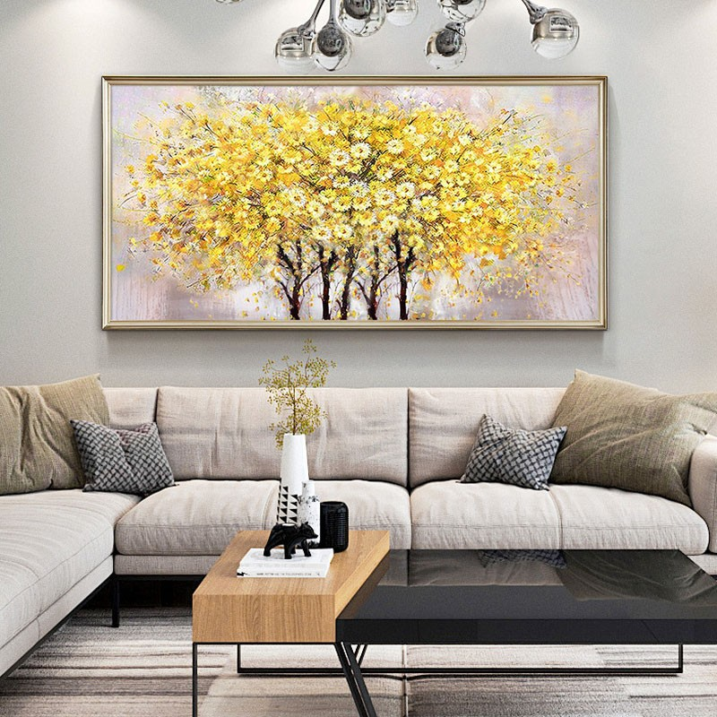 【臻品捡漏】160x80手绘油画《发财树》客厅现代简约轻奢美式挂画