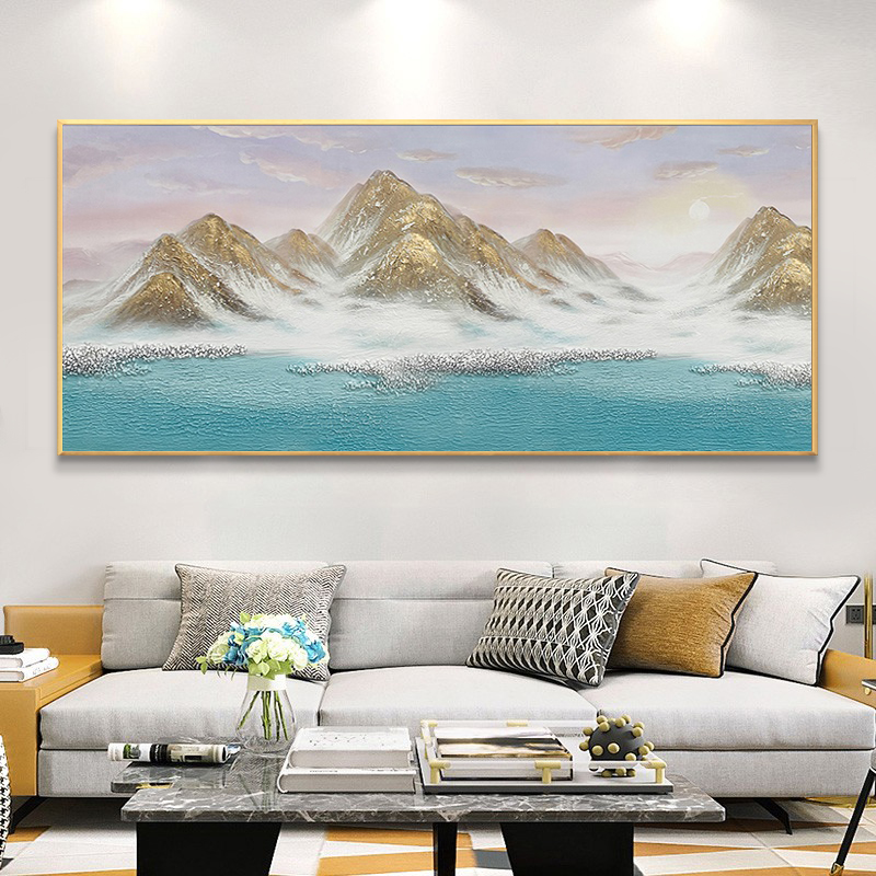 [臻品捡漏]160x70《日照金山》客厅手绘油画立体高端大气装饰挂画