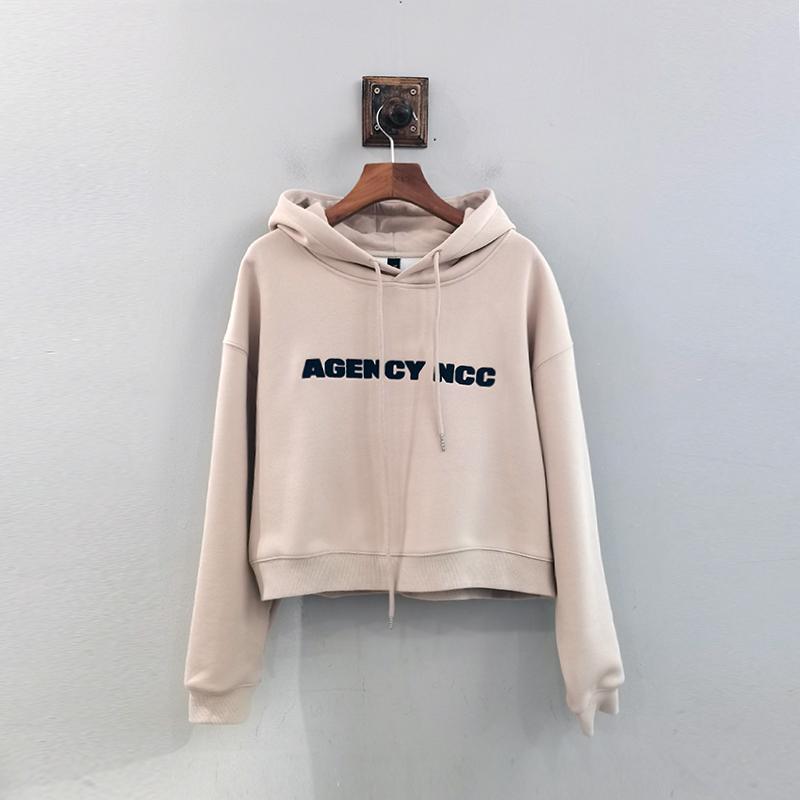 WYSLQ001麦寻24冬季韩版短款刺绣字母百搭显瘦时尚连帽加绒卫衣女