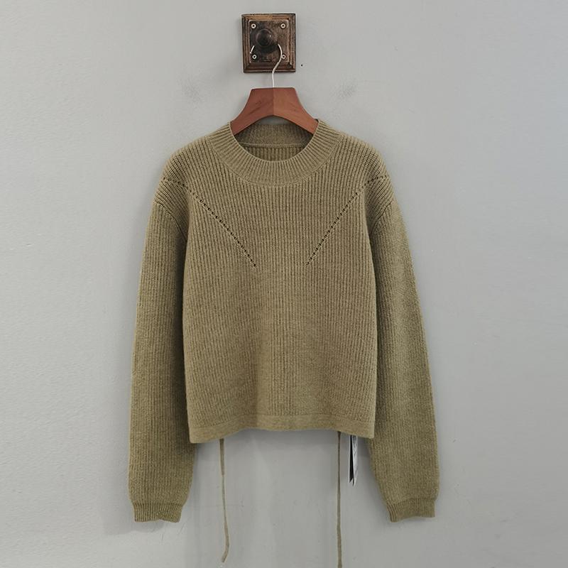 MYTZQ019麦寻抽带套头毛衣冬季圆领设计感显白厚实温暖宽松针织衫