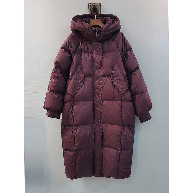 YRLLP001麦寻羽绒服女长款减龄森系列女装宽松加厚鸭绒连帽外套