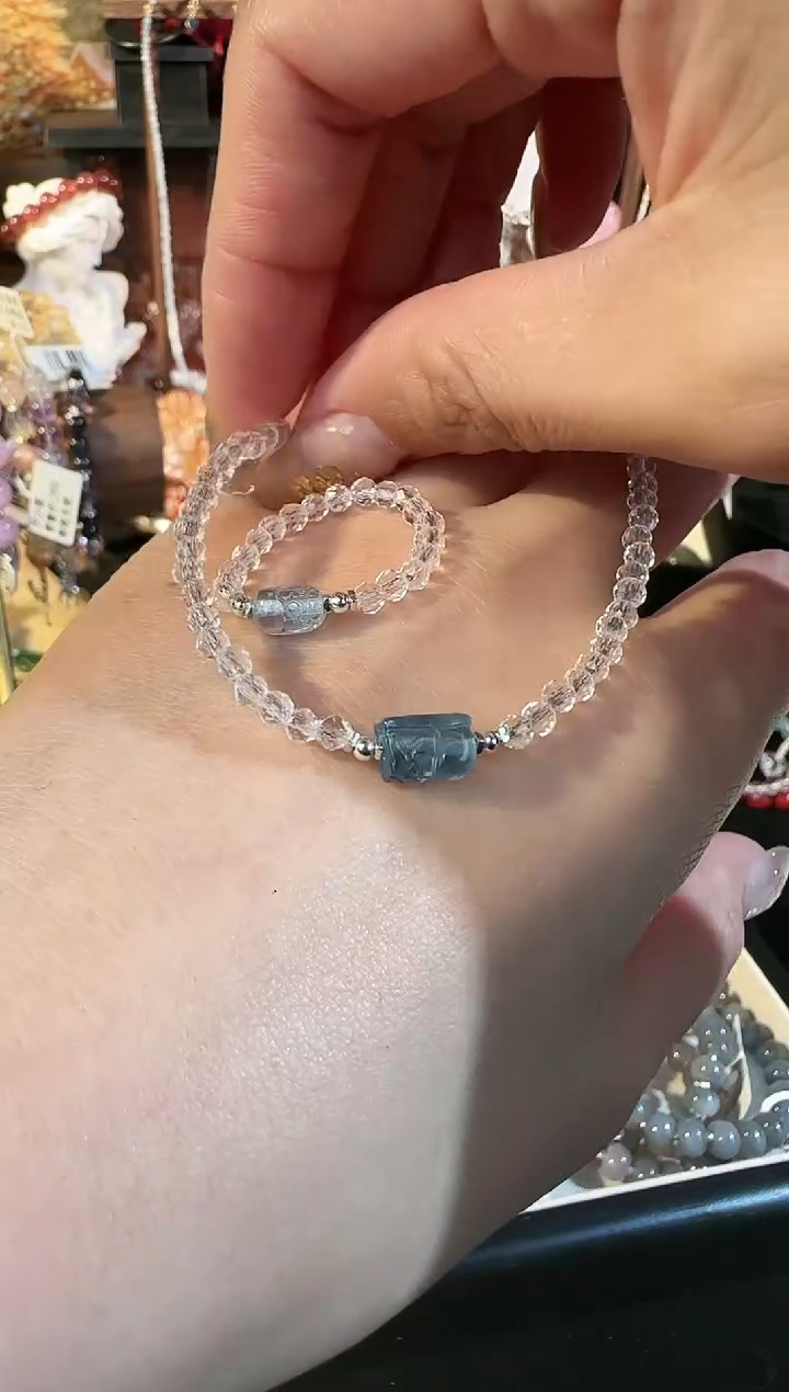 【闪购商品】水晶手串银S925镶嵌戒指手串