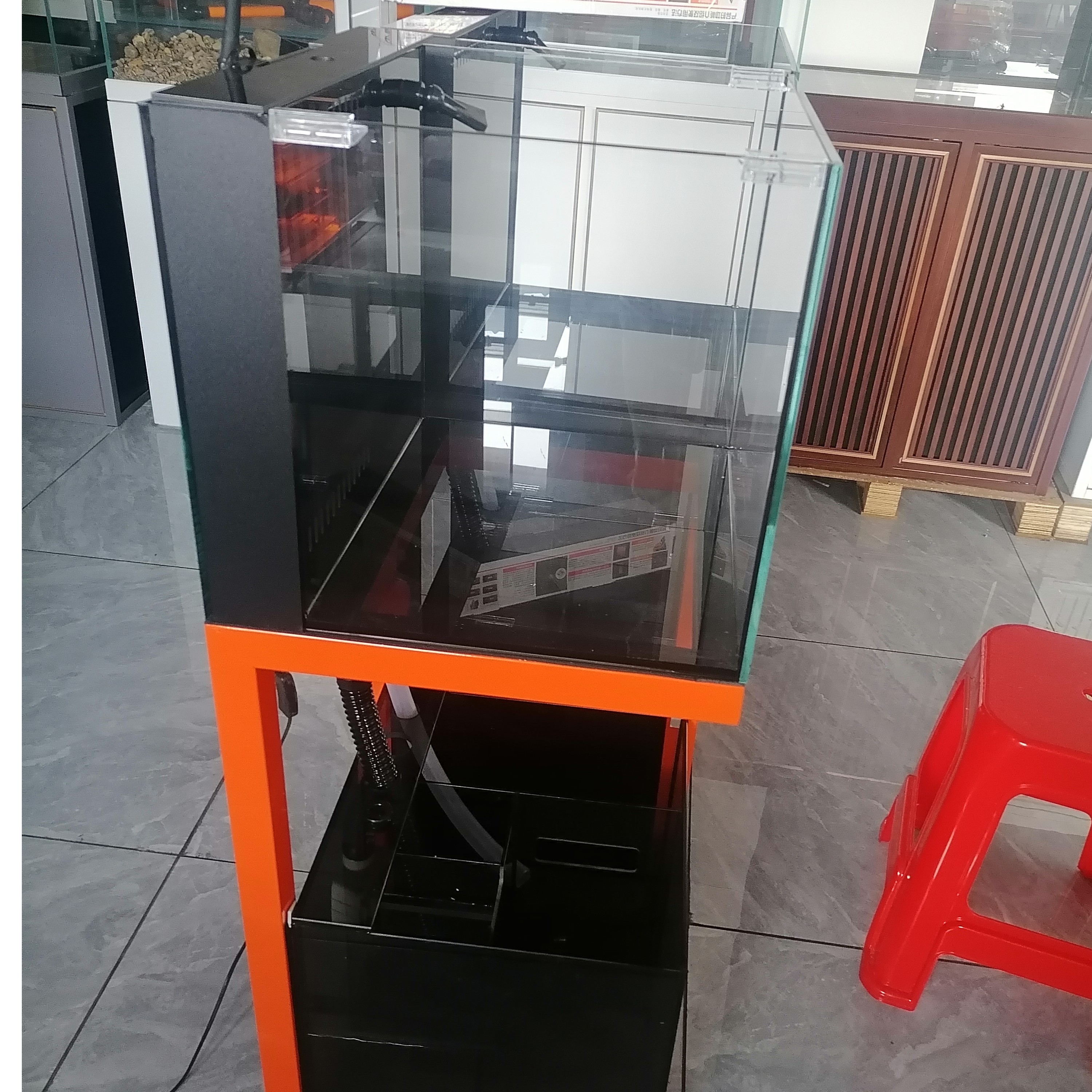 乐晶金晶五面超白工业风灰玻底滤鱼缸客厅家用小型玻璃造景水族箱