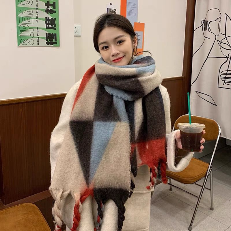 网红同款围巾女冬季加厚韩版ins学生保暖可爱围脖慵懒风