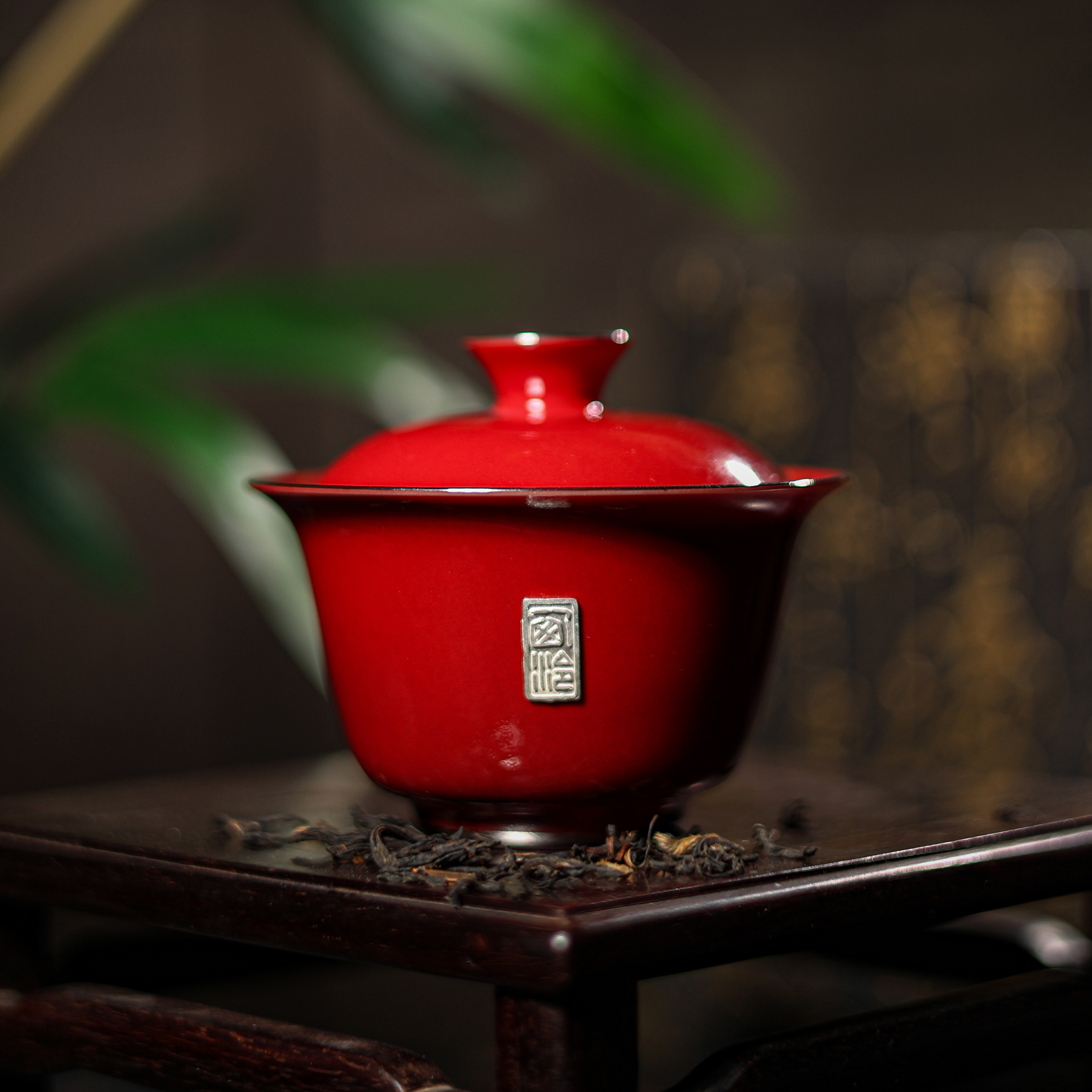 【西泠墨香上新】博物馆复刻 宝石红 红颜二才盖碗中国红HX0250