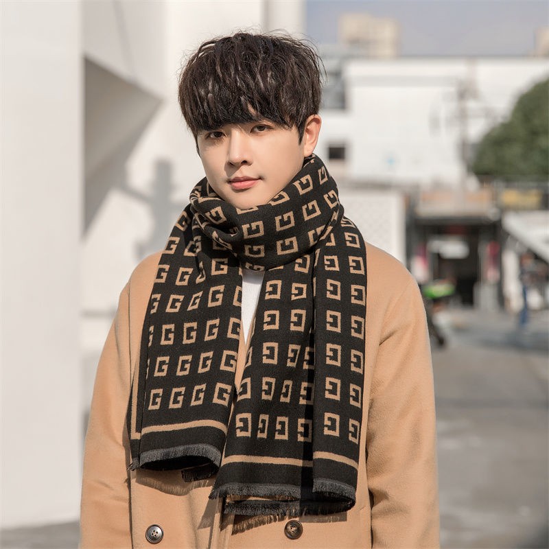 男士围巾冬季高档 新款网红披肩  加长加厚韩版 保暖百搭学生围脖