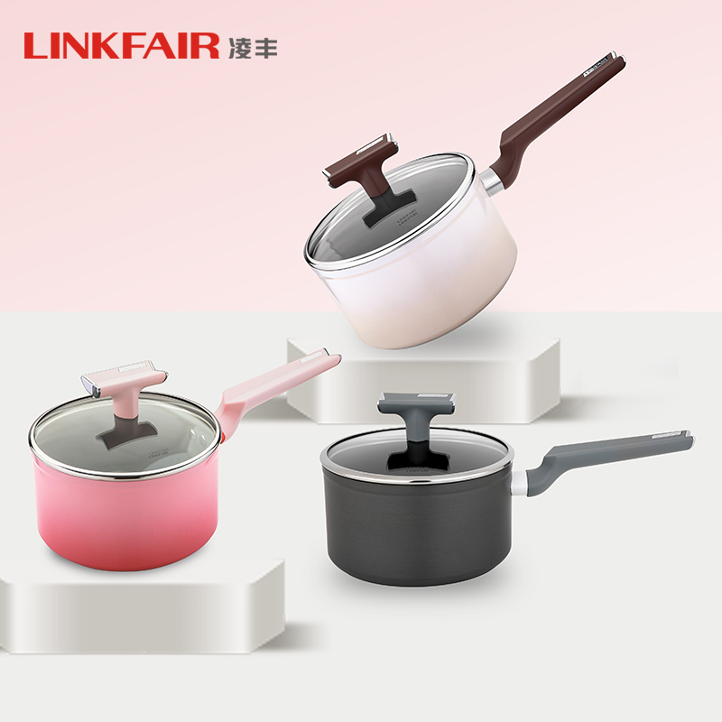LINKFAIR/凌丰凌致系列18cm单柄不粘奶锅抗腐蚀耐磨耐高温加厚