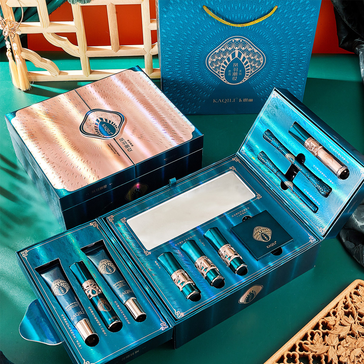 卡姿兰凤羽潮妆美妆套盒12件套情人节生日礼物送女友闺蜜收纳盒2