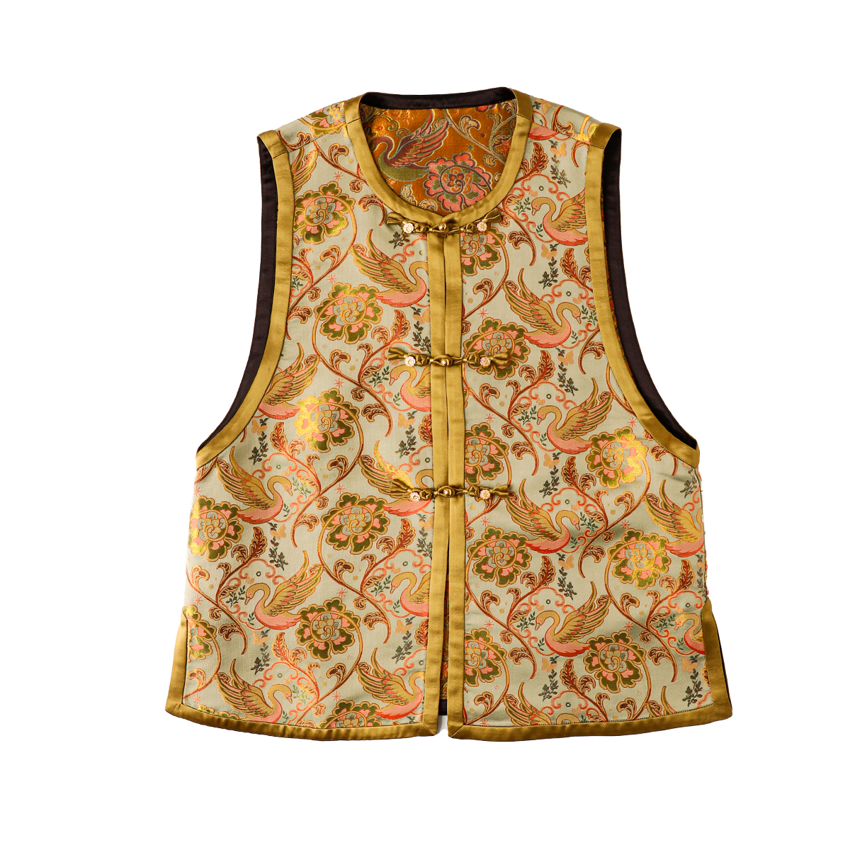 【牡丹天鹅】品牌新款桑蚕丝新中式盘扣圆领马甲439814