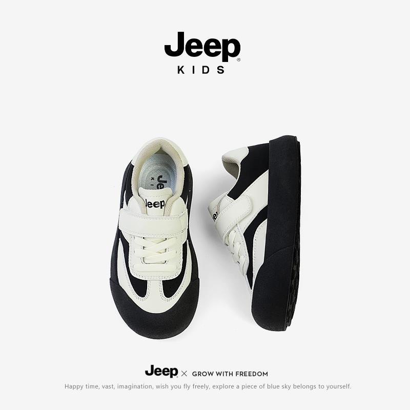 jeep男童板鞋新款防滑运动童鞋2024春款魔术贴儿童蓬蓬鞋休闲鞋子