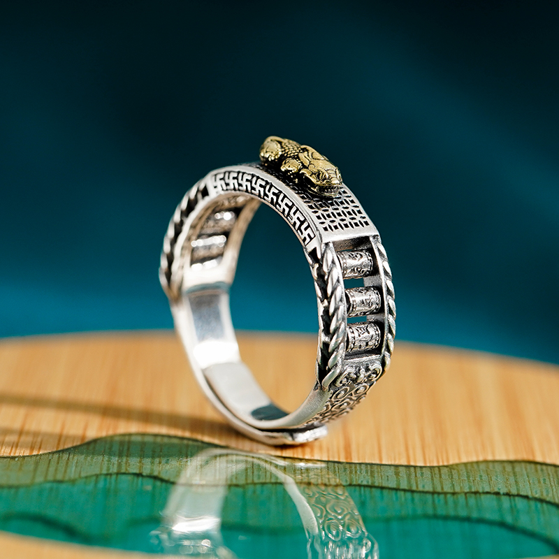 九乐 925银戒指 路路通小号貔貅戒指