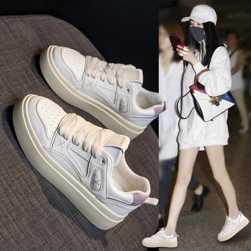 秋冬季配裙子小白鞋女新款厚底女鞋小个子显高运动鞋网红春秋百搭