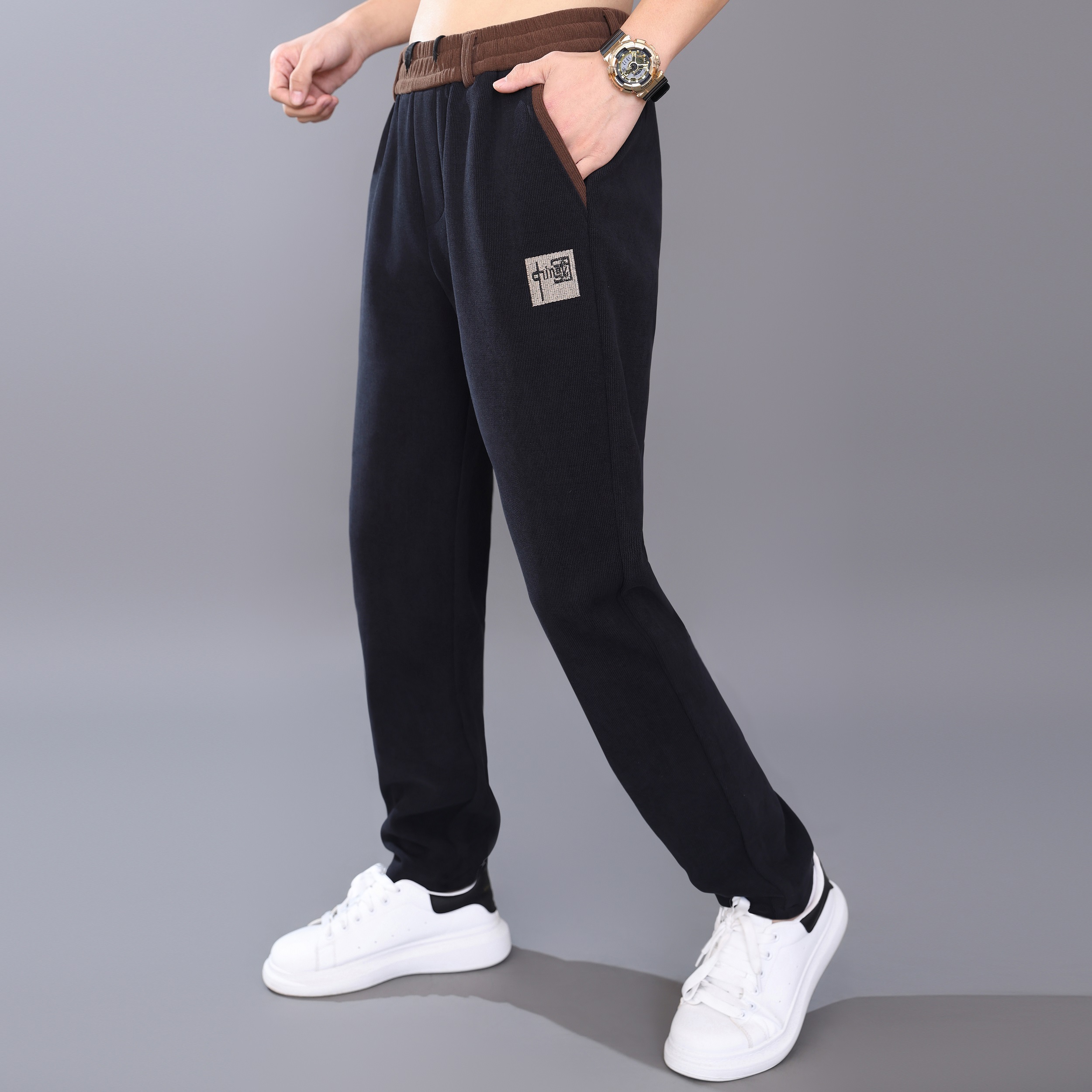 2024秋冬新款欧棉绒透气长裤男卫裤宽松加厚运动休闲裤GZ918