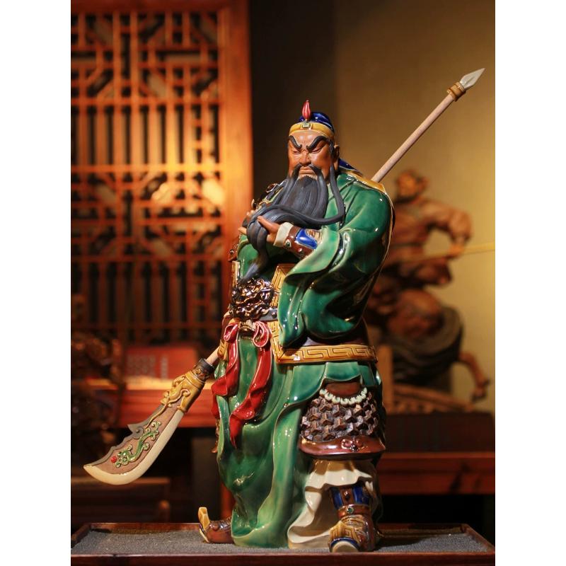 【Benny本尼家】ZW16陶瓷彩釉财神关公摆件客厅装饰品家居玄关摆
