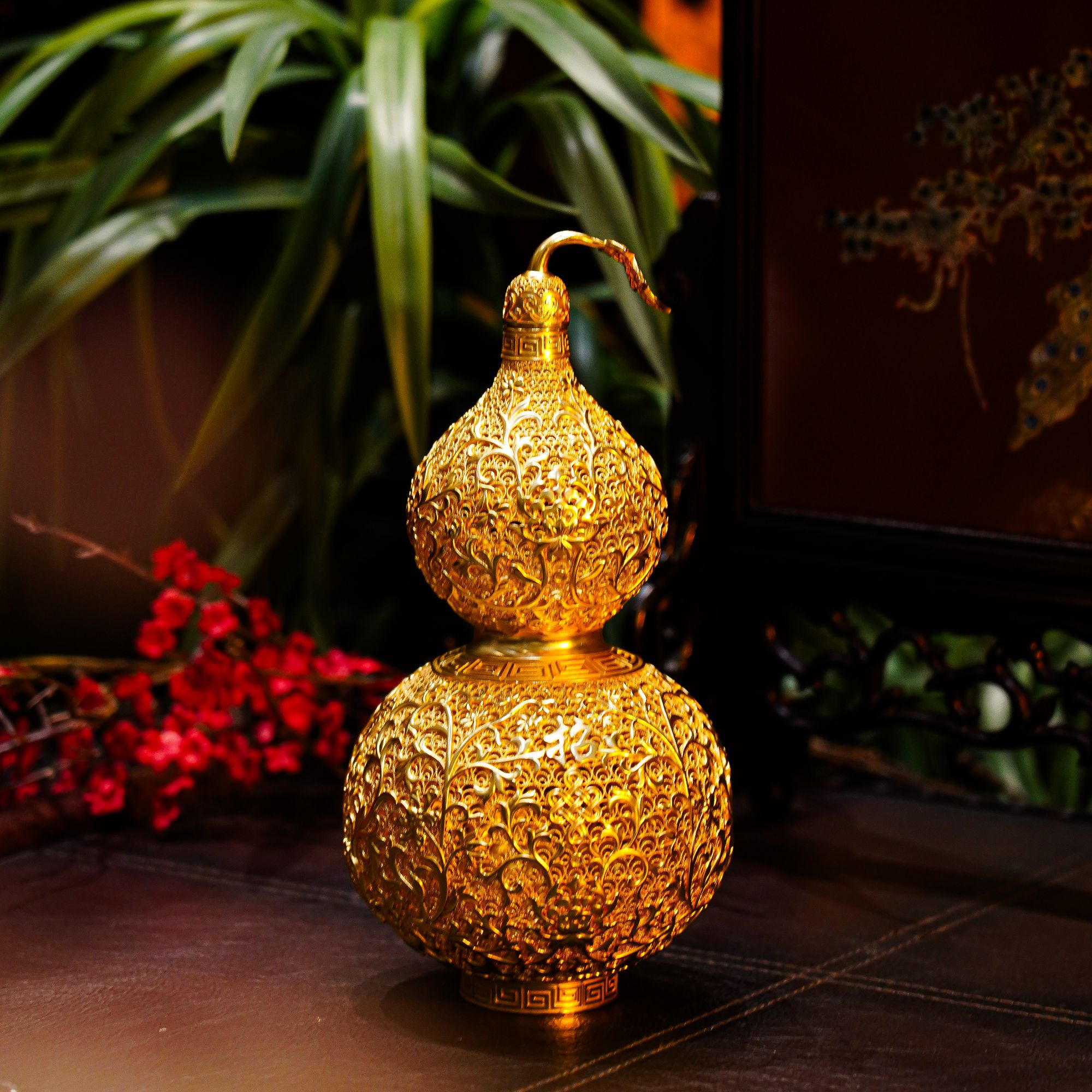 【三周年大促】非遗好物《花丝吉祥葫芦》中式家居装饰铜葫芦玄关摆件