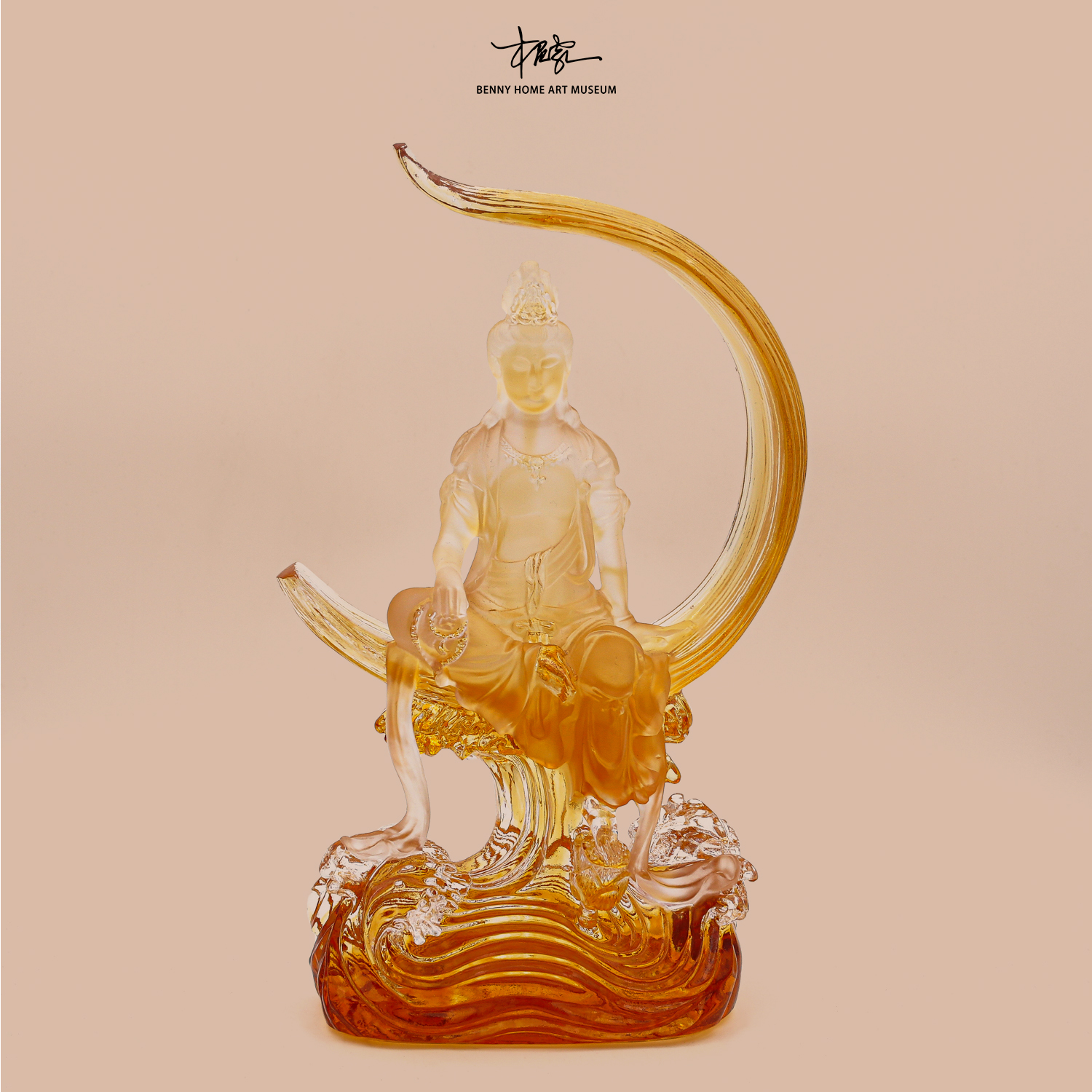 【本尼家】LL13非遗好物琉璃水月观音摆设家居装饰品桌面玄关摆件