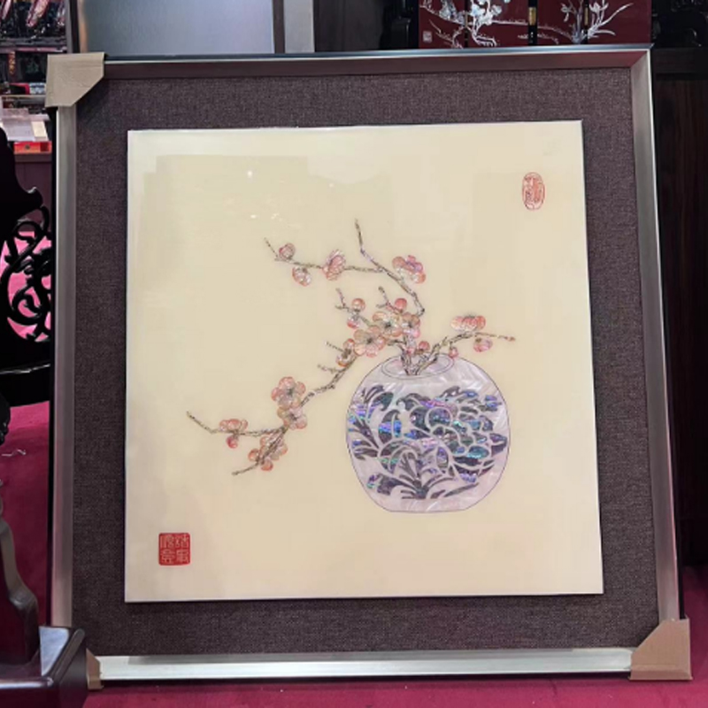 【本尼家】YZ12平磨螺钿青花瓷挂屏