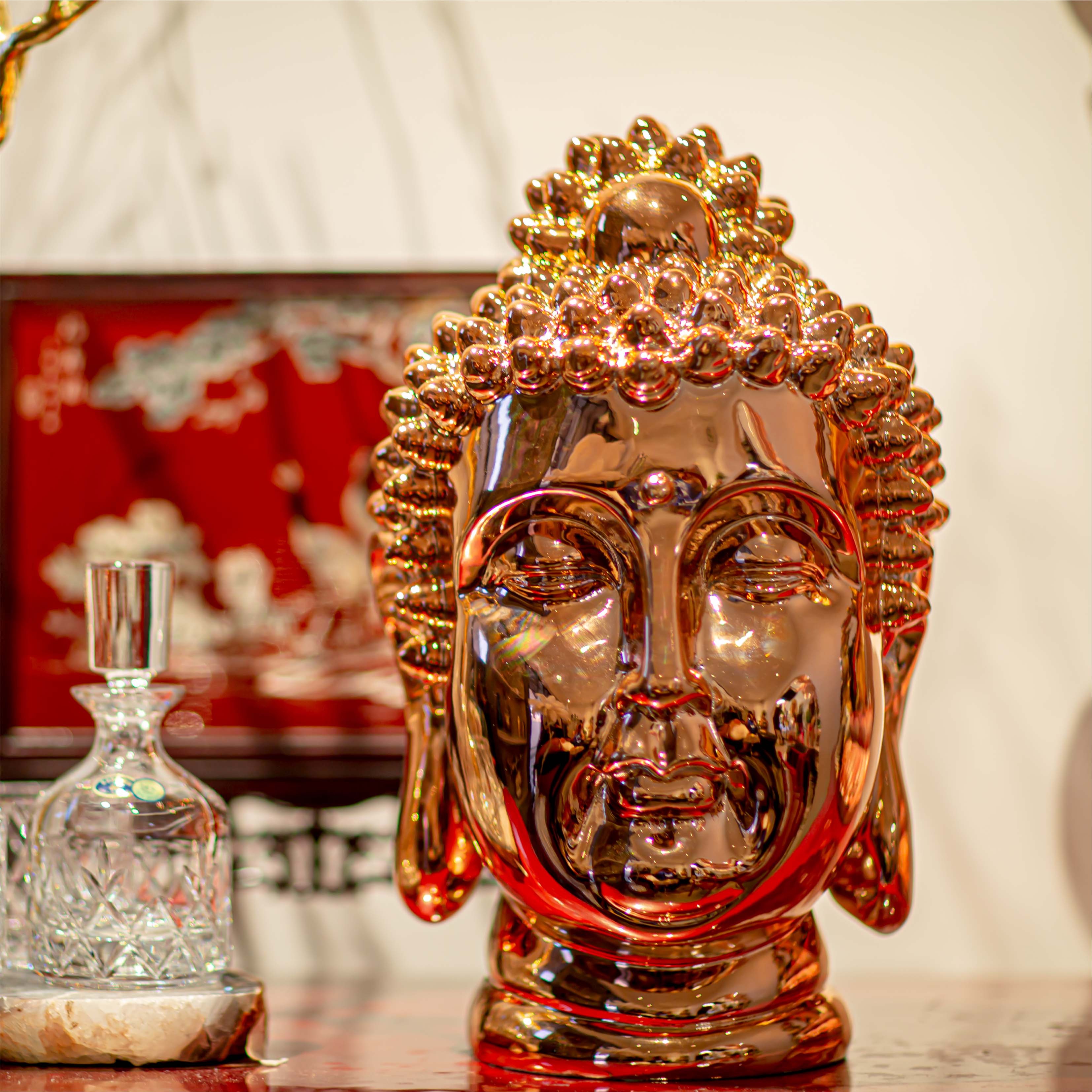 【三周年大促】佛头家居装饰品佛头雕塑客厅玄关酒柜禅意摆件