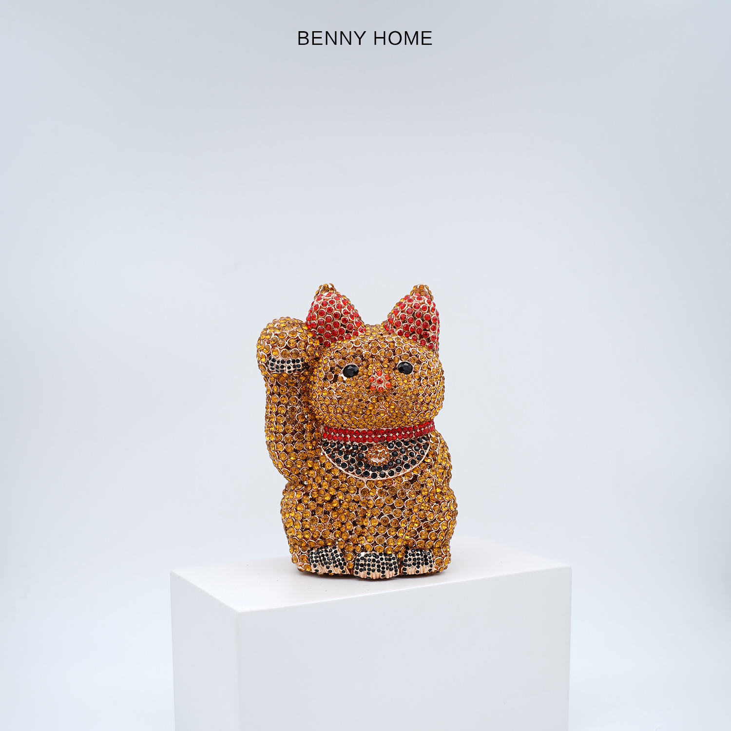 【本尼家】BA111  招财猫手工镶钻晚宴包手拿包高级感时尚满钻