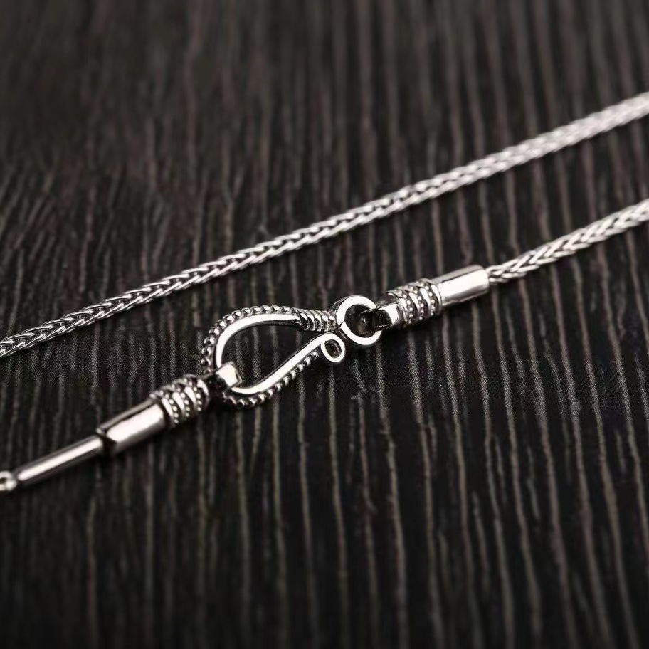 鸿聚隆 链子925银 NO034针式链麦穗链手工时尚百搭复古简约个性