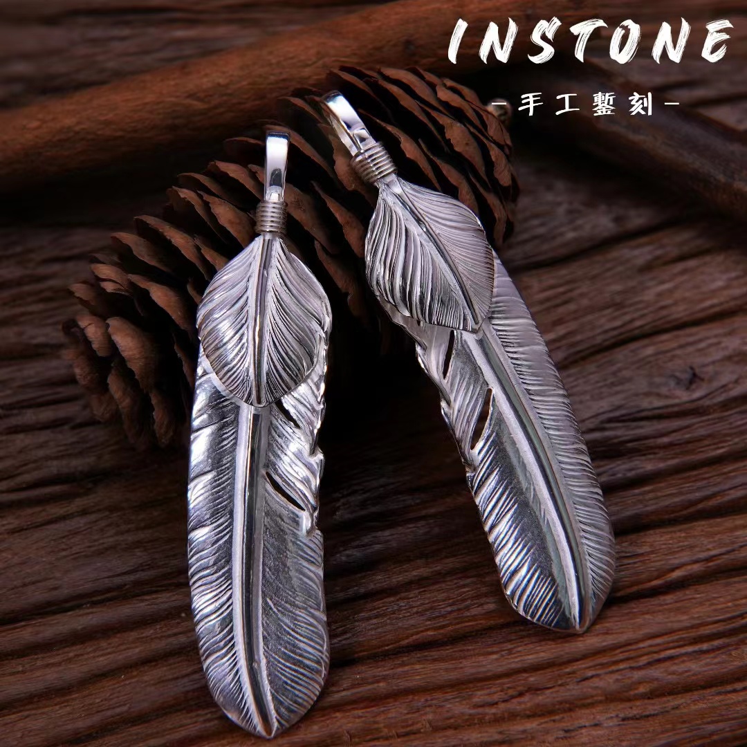 吊坠925银 NO209上银叶羽毛ins手工素款银制日韩个性时尚百搭小众