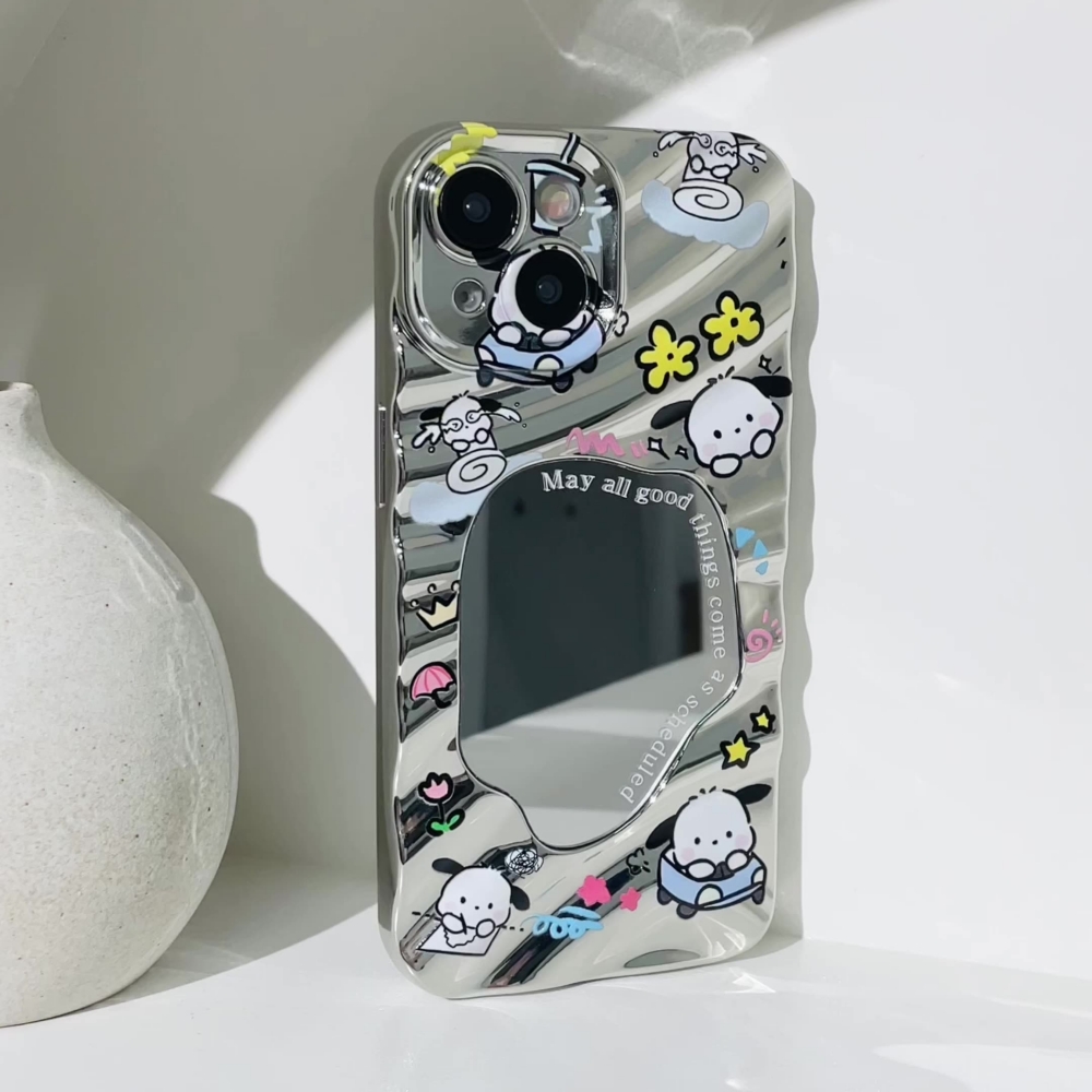 可爱帕恰狗苹果15手机壳适用华为P60/50补妆镜14promax卡通Mate30