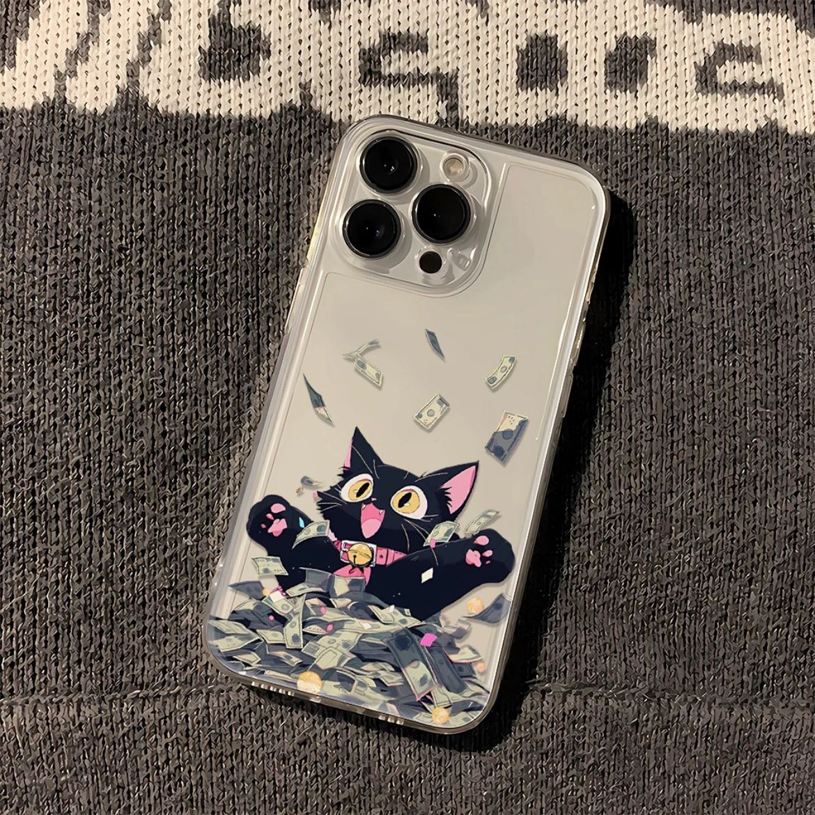 撒钱黑猫华为vivo小米oppo荣耀苹果15手机壳iPhone13透明14软壳8P