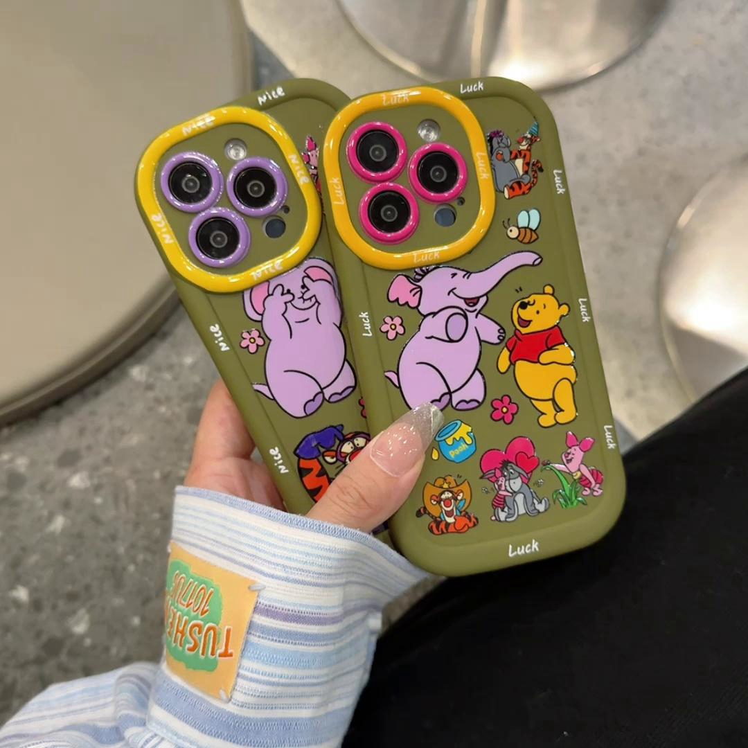 卡通大象维尼熊iPhone15苹果13手机壳14全包11防摔12promax磨砂xr