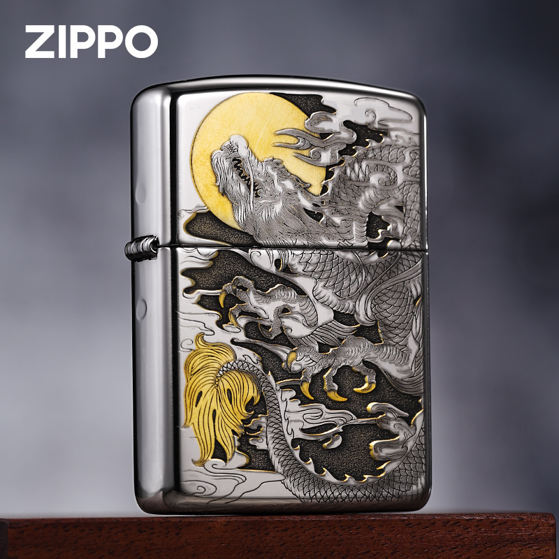 ZIPPO打火机167双面深雕龙凤防风原装个性男士高档送礼DYJ1X1