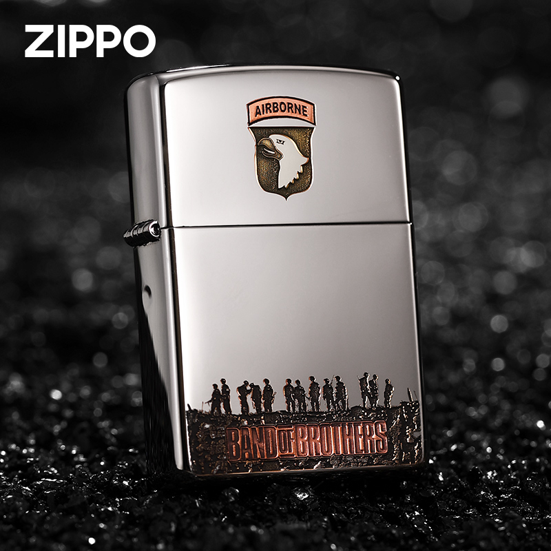 ZIPPO打火机深雕镶嵌紫铜兄弟连防风原装男士经典送礼DYJ1X1