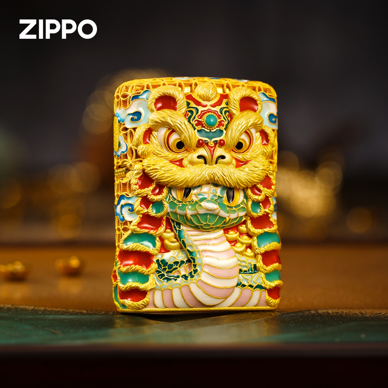 ZIPPO/之宝打火机正版镀金重机蟒狮防风原装男士高档送礼DY8902TF