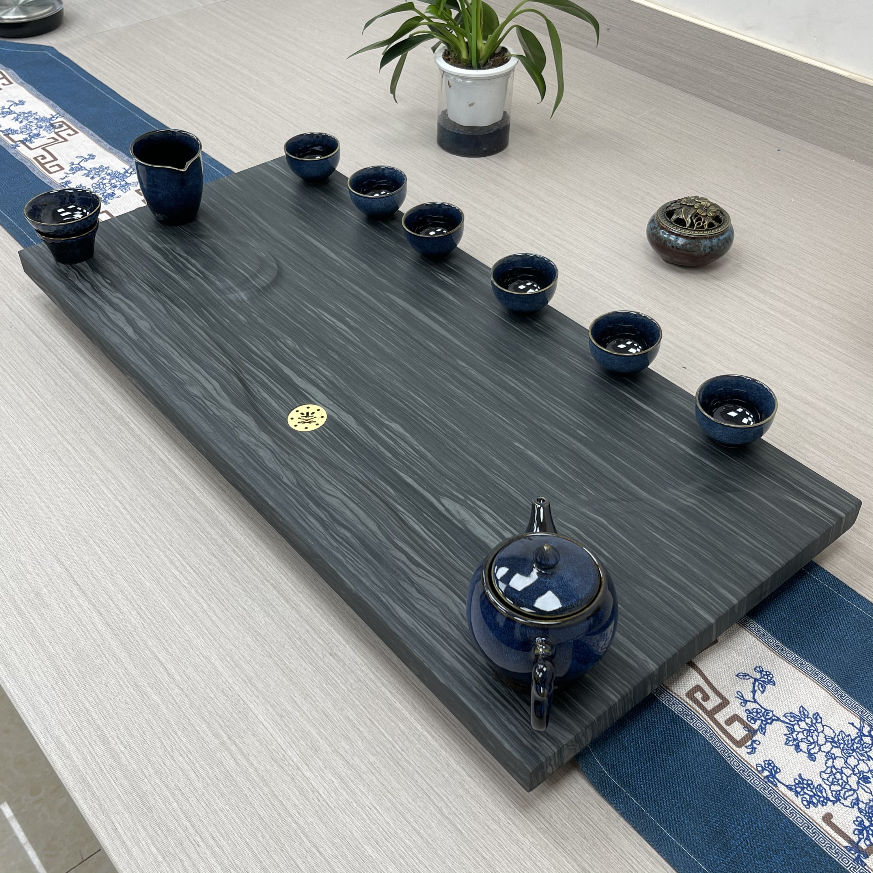 20纯天然皇庭玉石茶盘年年有余款石茶盘天然整板整块原石茶盘整块