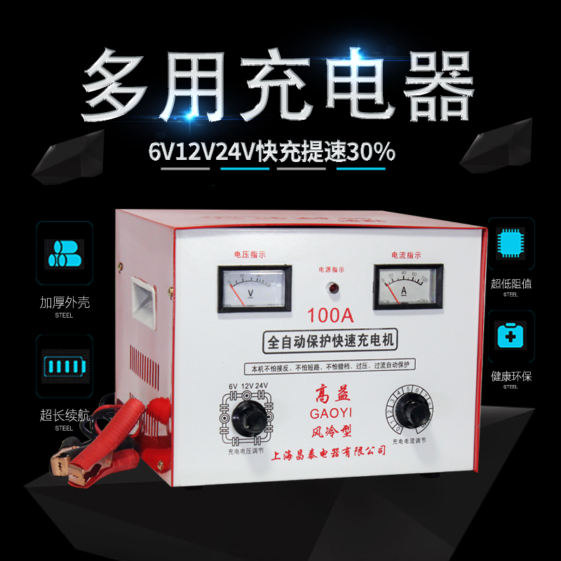 6v12V24伏通用铜线适配充电器摩托汽车自动电瓶蓄电池快速充电机