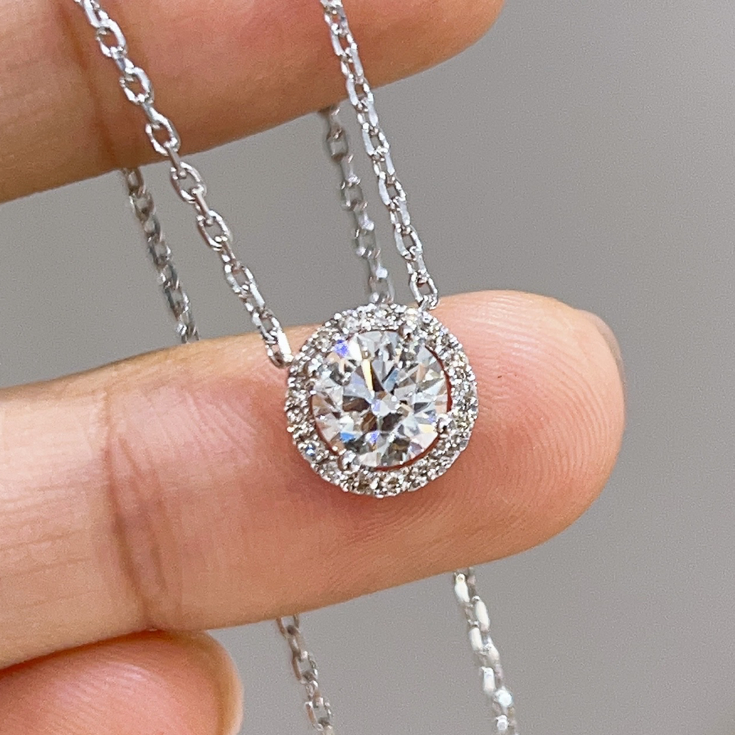 一克拉天然钻石项链 H色SI