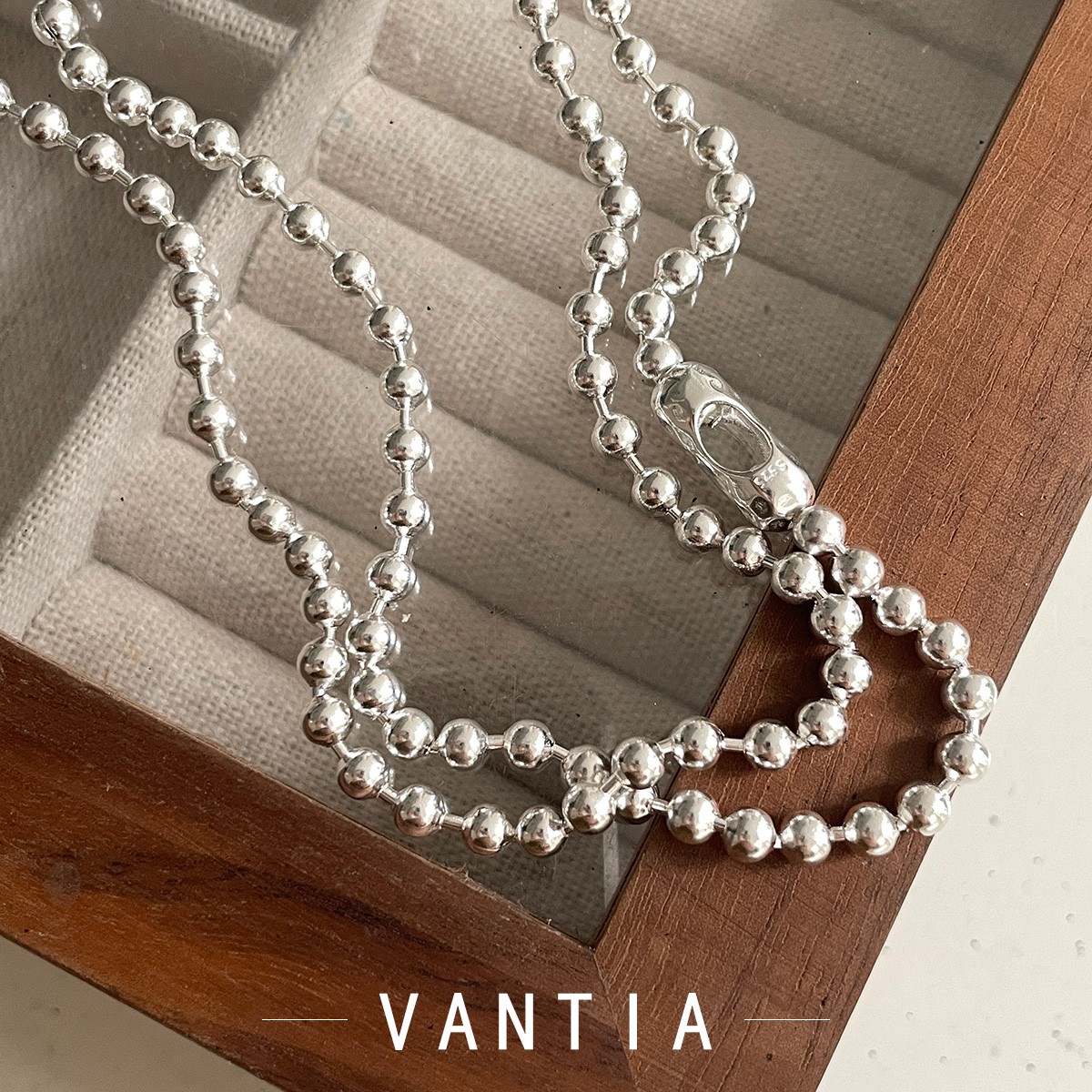 坠链均925银 N08087圆珠裸链花生豆豆链条毛衣链气质轻奢时尚百搭