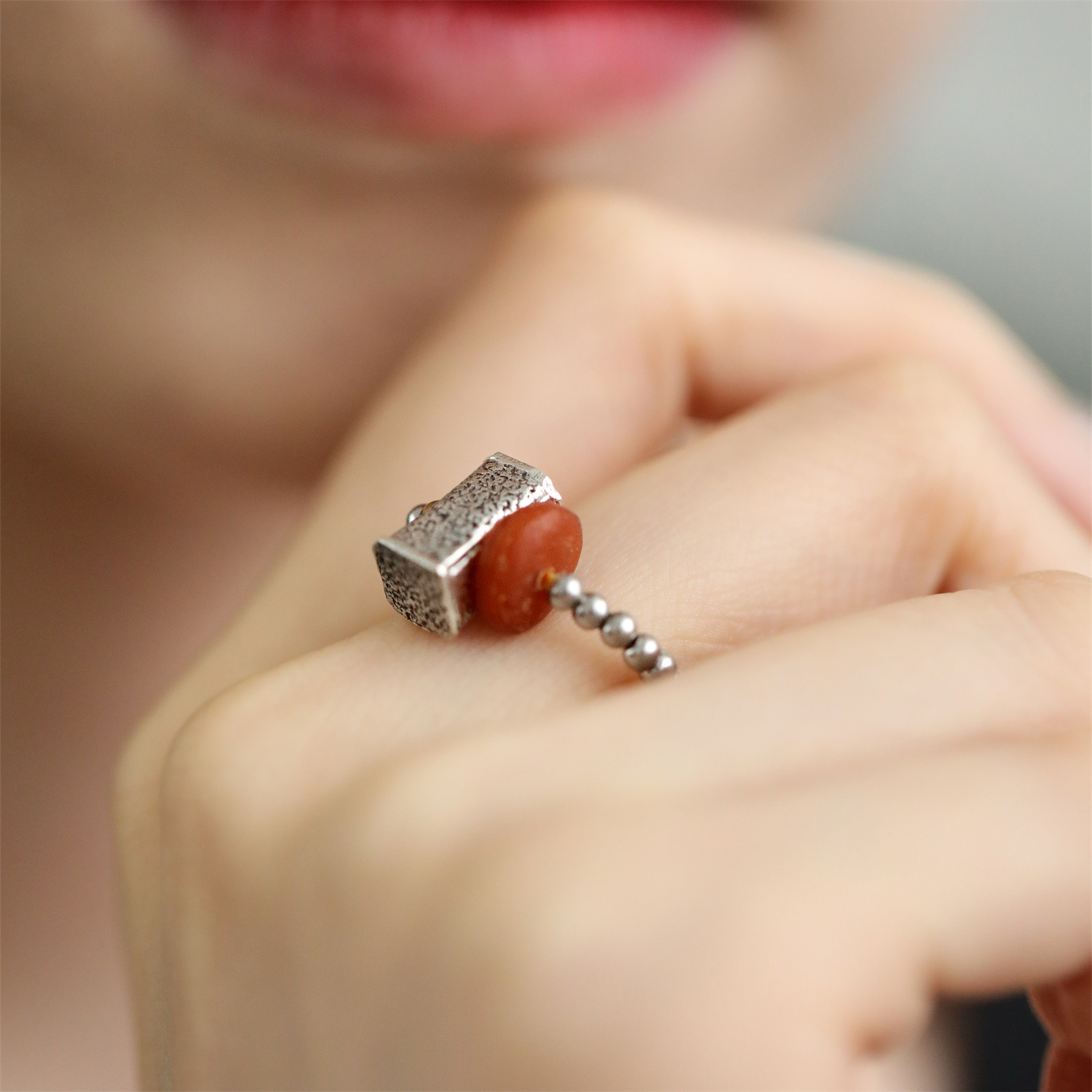 925银戒指 J11525<高枕无忧>天方地圆平安扣圆珠弹力戒指复古百搭