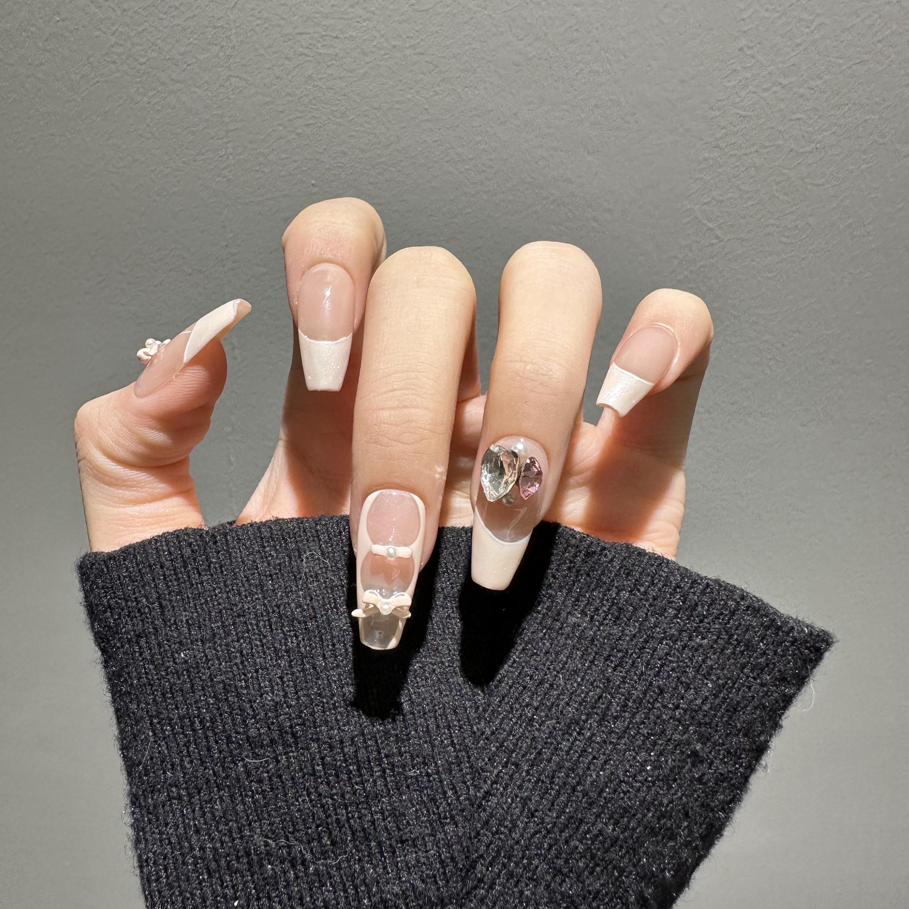 【芭蕾舞鞋·】89纯手工穿戴甲显白美甲贴爆款新款纯欲猫眼