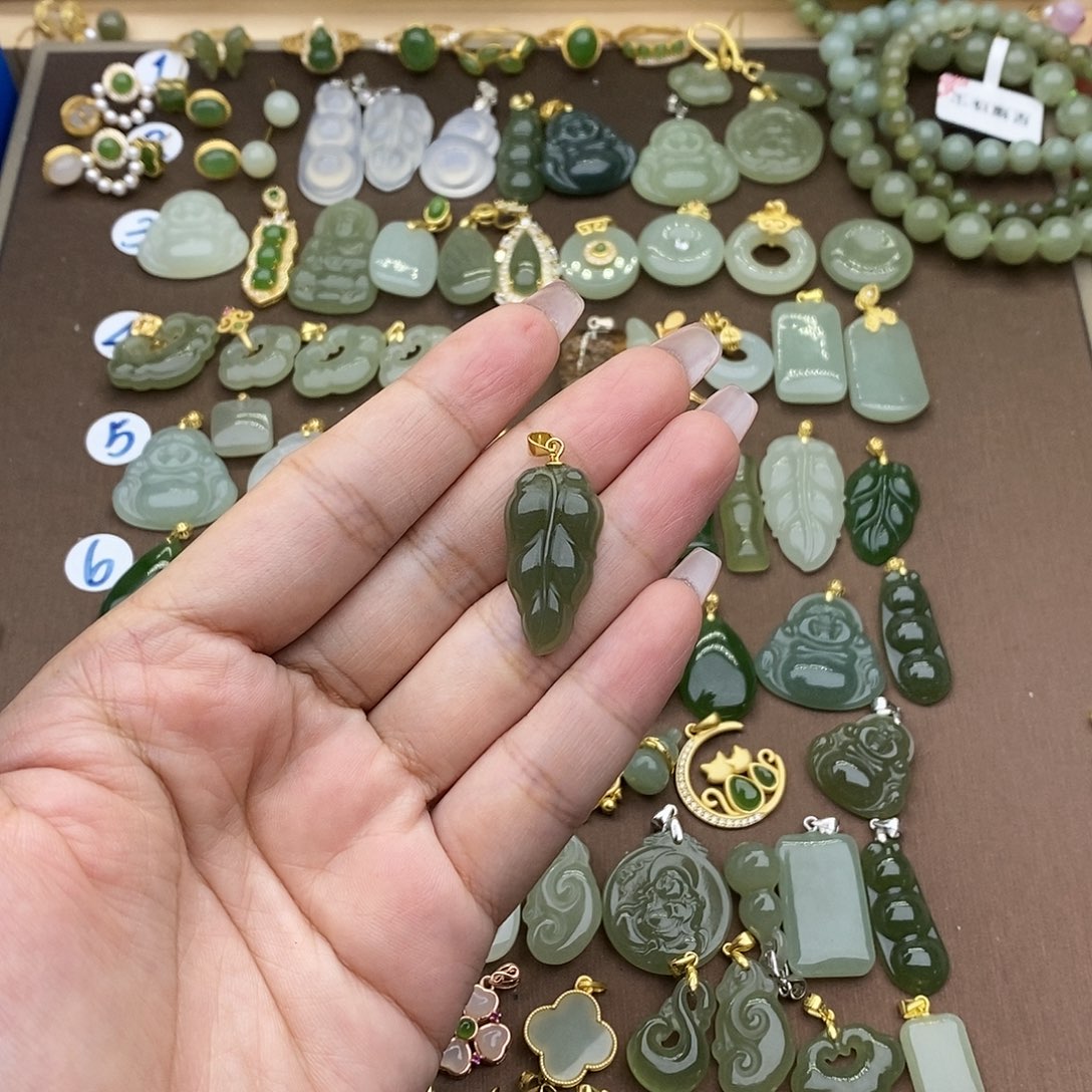 和田玉吊坠(不含链)银S925镶嵌